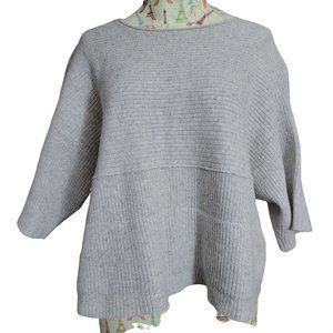 J. Jill PureJill Sz M Gray Cropped Wool/Linen Blend Oversized Rib Knit Sweater